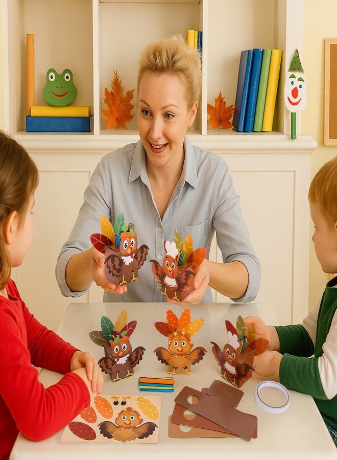 Wehhbtye 24 Set Thanksgiving Turkey Paper Jar Craft, Thankful Turkey DIY Boxes with Wooden Stick, Fall Gratitude Prayer Jar Crafts for Religious Party Supplies Handicraft Art Decoration - Image 4